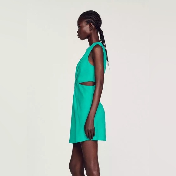 Sandro Liv Cut-Out Dress in Teal - Picture 3 of 7